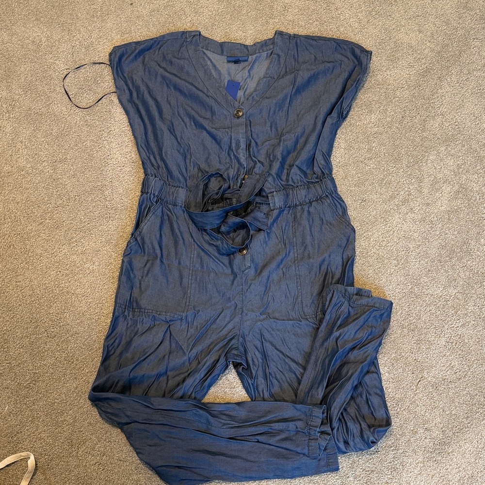 Apt. 9 Navy Jumpsuit with Button Detail